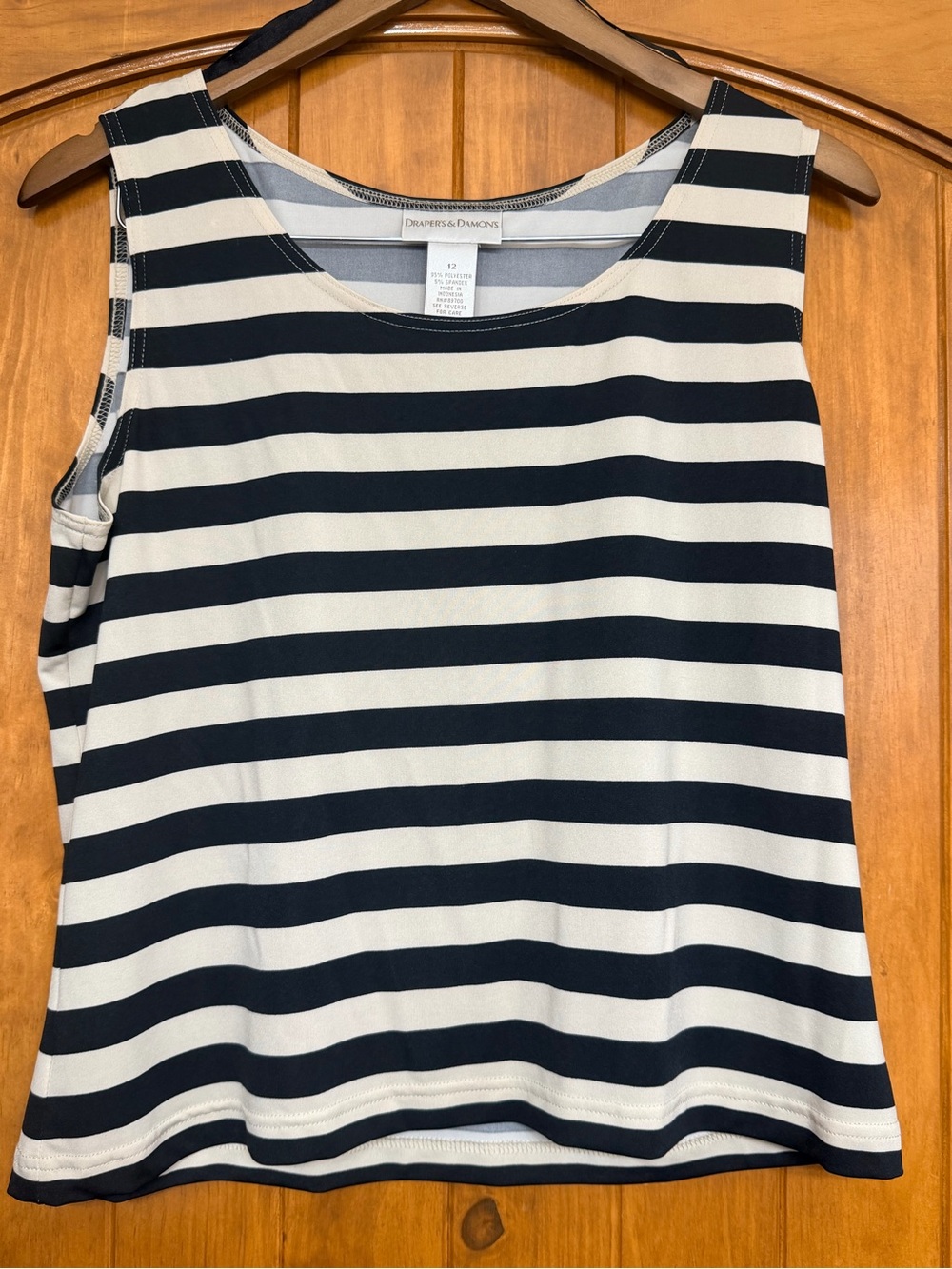 Drapers & Damons Navy & Cream Striped Sleeveless Tank Top - Size 12